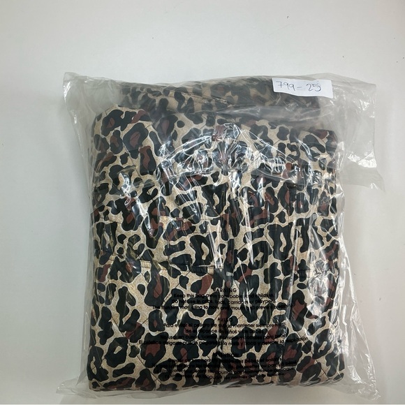 Euro Joy Zip Up Silk Blend Button Up Animal Print Jacket Collar Drawstring Med - Picture 14 of 14